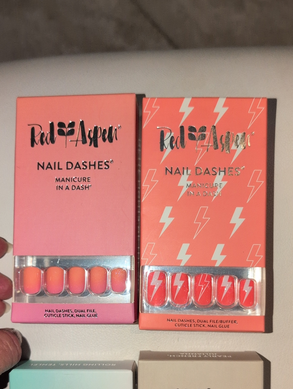 Red Aspen Nail Dashes Coral & Neon Orange Press-On Nails